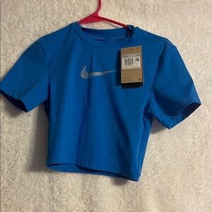 Nike Pro Short Sleeve Blue Crop Tee
